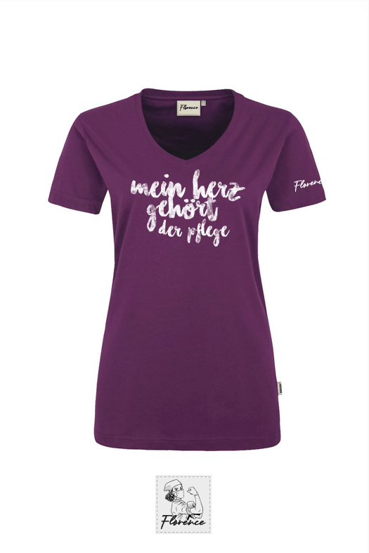 T-Shirt 181 - Florence "pflegeverliebt" - aubergine